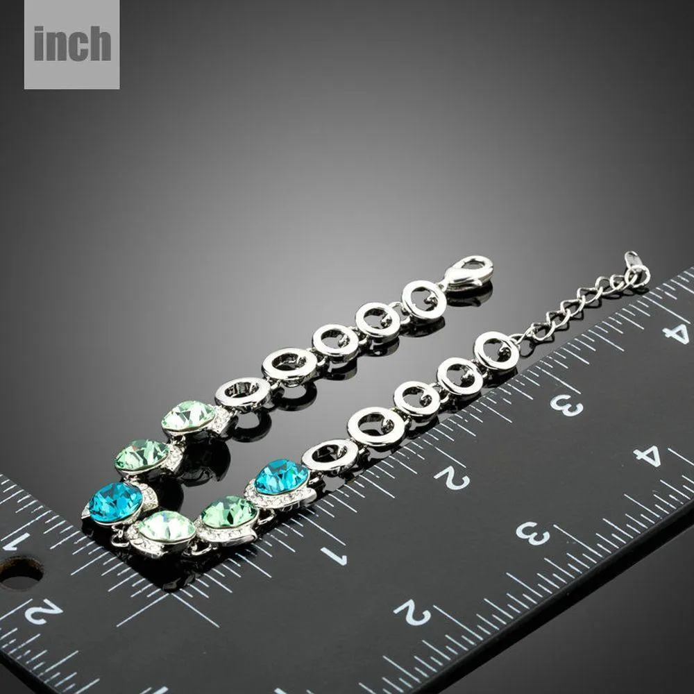 Ocean Crystal Platinum Plated Charm Bracelet