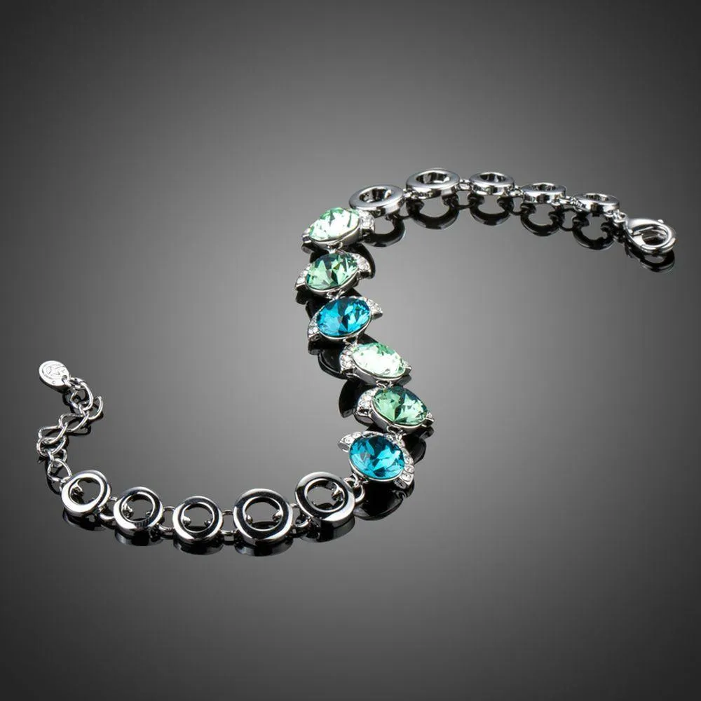 Ocean Crystal Platinum Plated Charm Bracelet