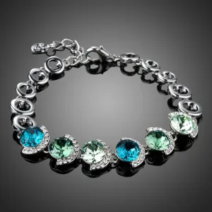 Ocean Crystal Platinum Plated Charm Bracelet