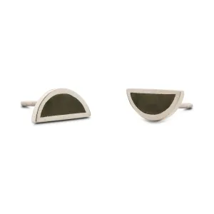 One Half Studs - Washington Green Jade, Sterling Silver