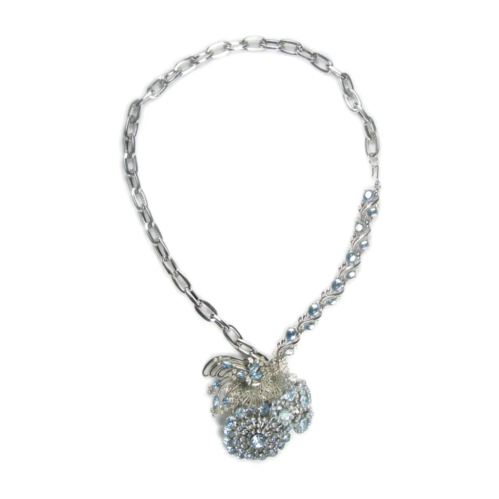 One-Of-A-Kind Vintage Couture Periwinkle Cluster Drop Necklace