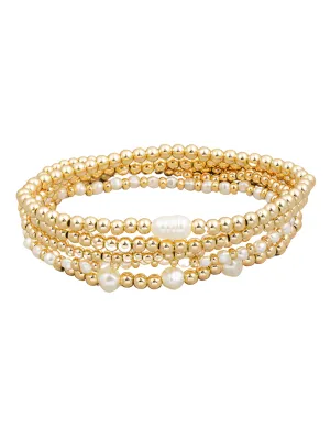 Pearl And Metallic Beaded Bracelet Set