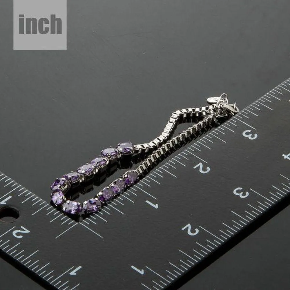 Purple Link Chain Cubic Zirconia Bracelet