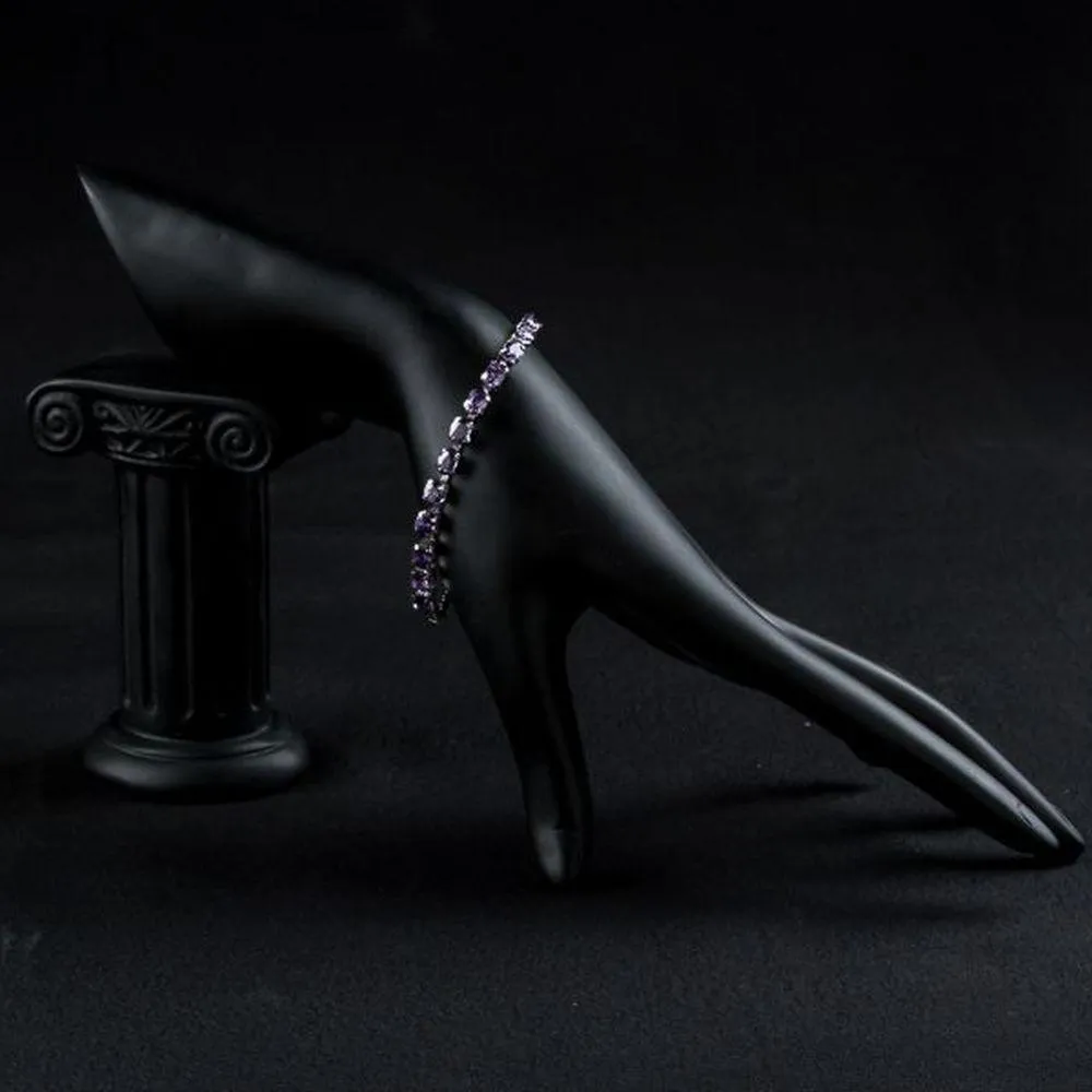 Purple Link Chain Cubic Zirconia Bracelet