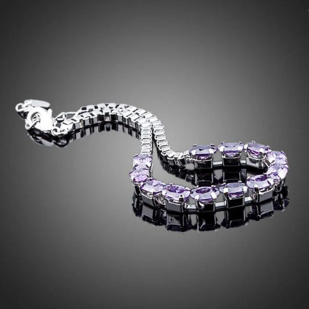 Purple Link Chain Cubic Zirconia Bracelet