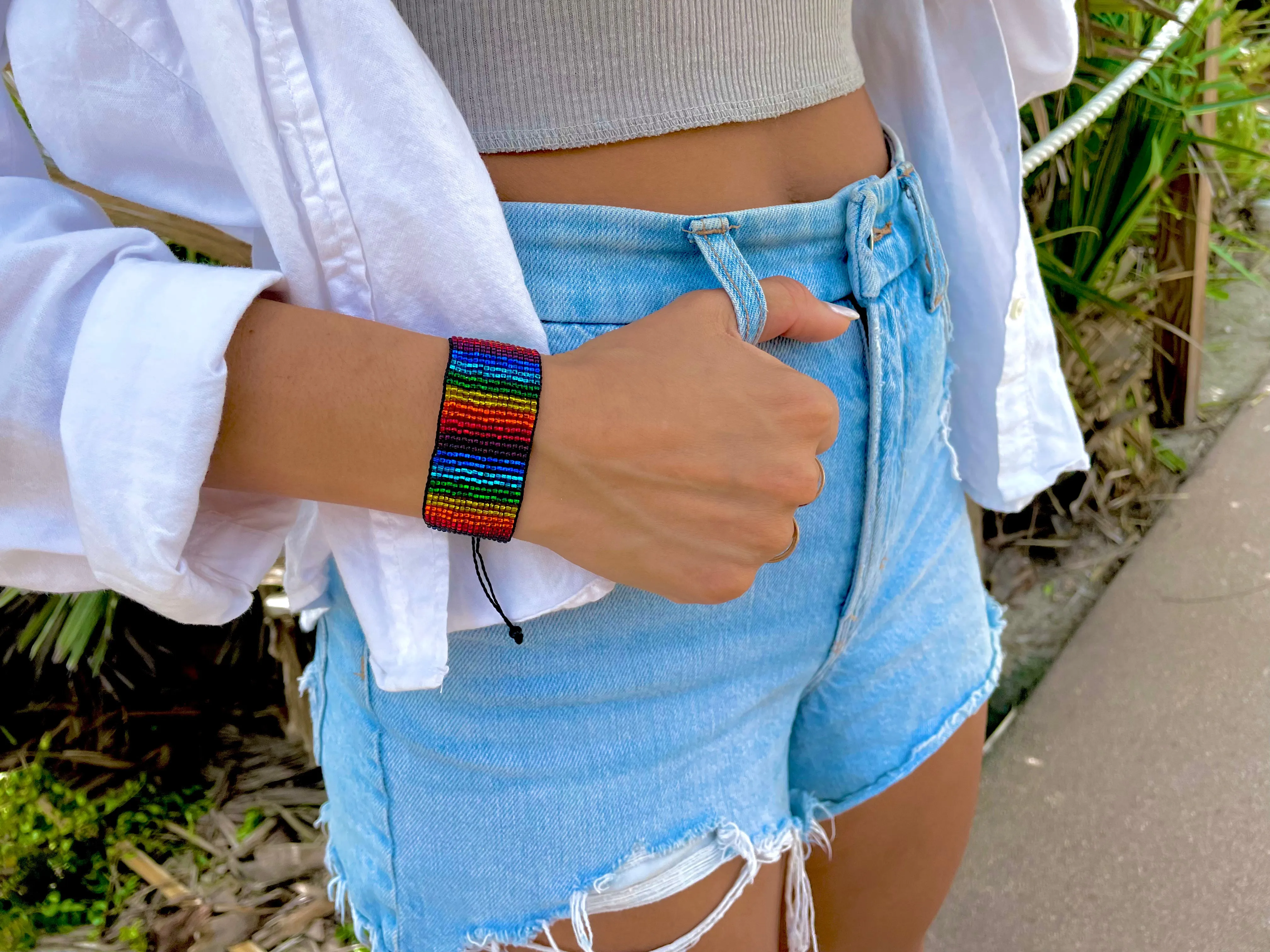 Rainbow Wide Adjustable Bracelet