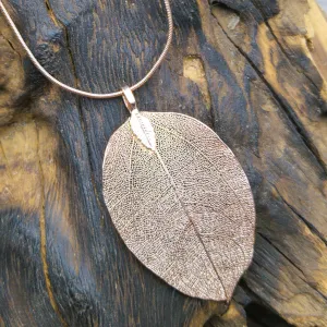 Real Leaf Statement Pendant Necklace - Gold