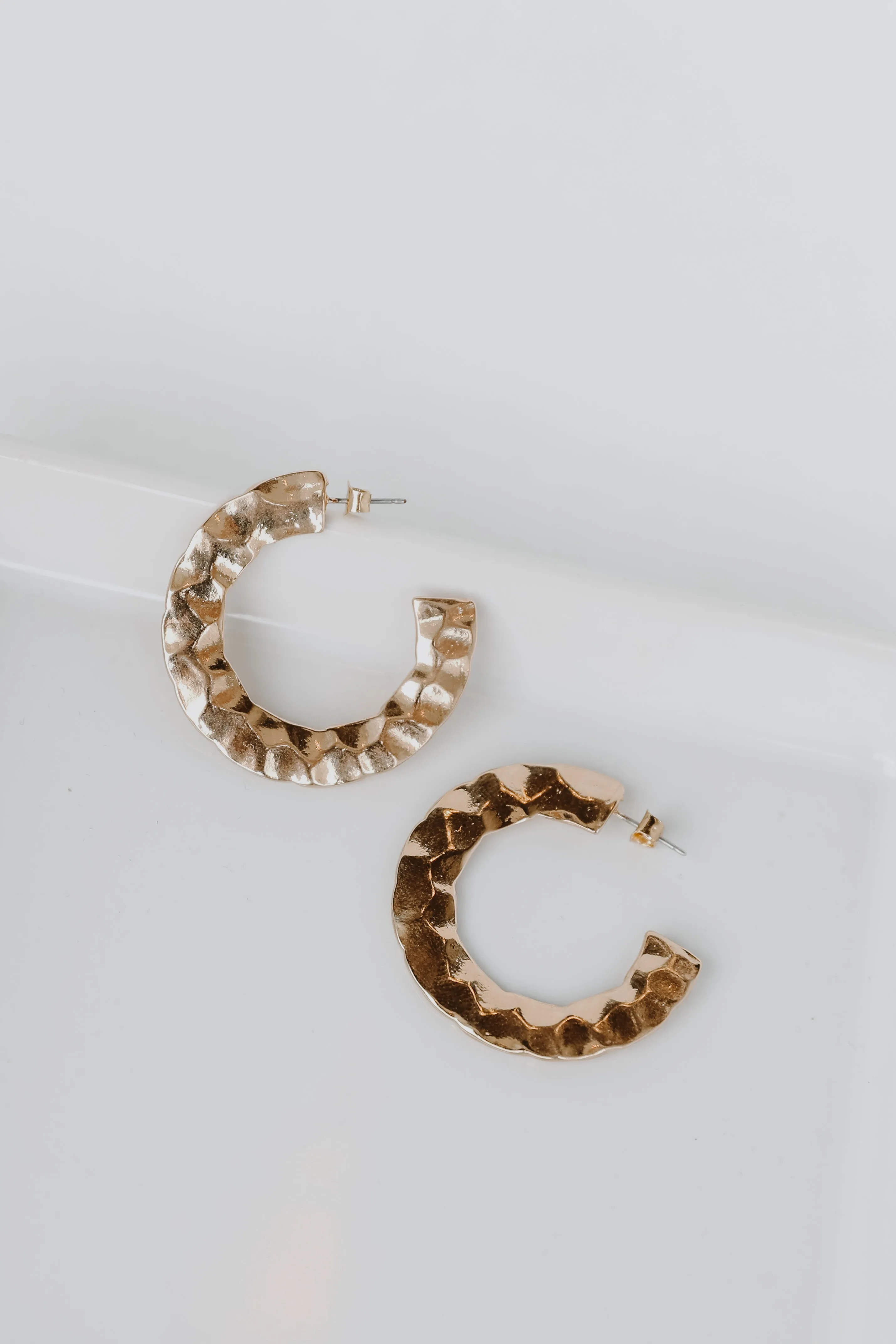Reece Gold Hammered Hoop Earrings