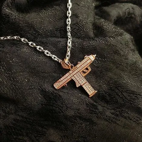 Rose Gold Gun Pendent for Men/Women