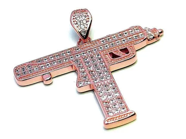 Rose Gold Gun Pendent for Men/Women