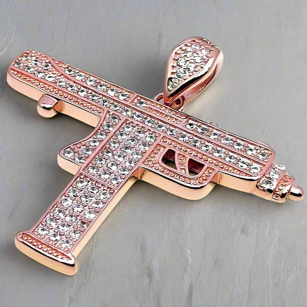 Rose Gold Gun Pendent for Men/Women