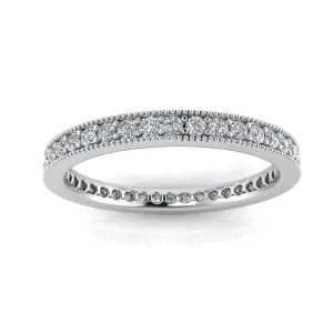 Round Brilliant Cut Diamond Pave & Milgrain Set Eternity Ring In 14k White Gold  (0.7ct. Tw.) Ring Size 6.5