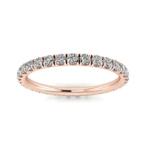 Round Brilliant Cut Diamond Split Prong Set Eternity Ring In 14k Rose Gold  (0.7ct. Tw.) Ring Size 6