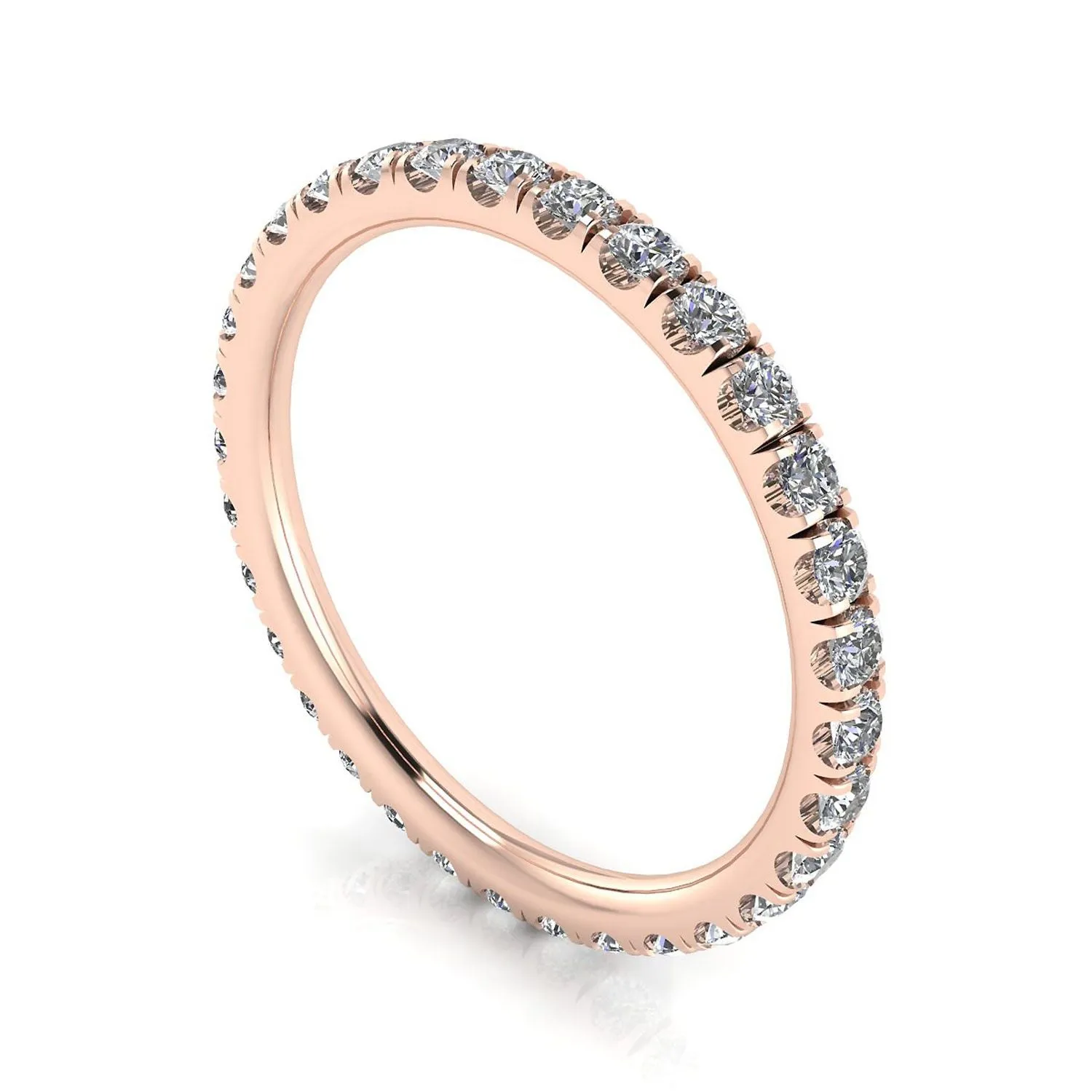 Round Brilliant Cut Diamond Split Prong Set Eternity Ring In 14k Rose Gold  (0.7ct. Tw.) Ring Size 6