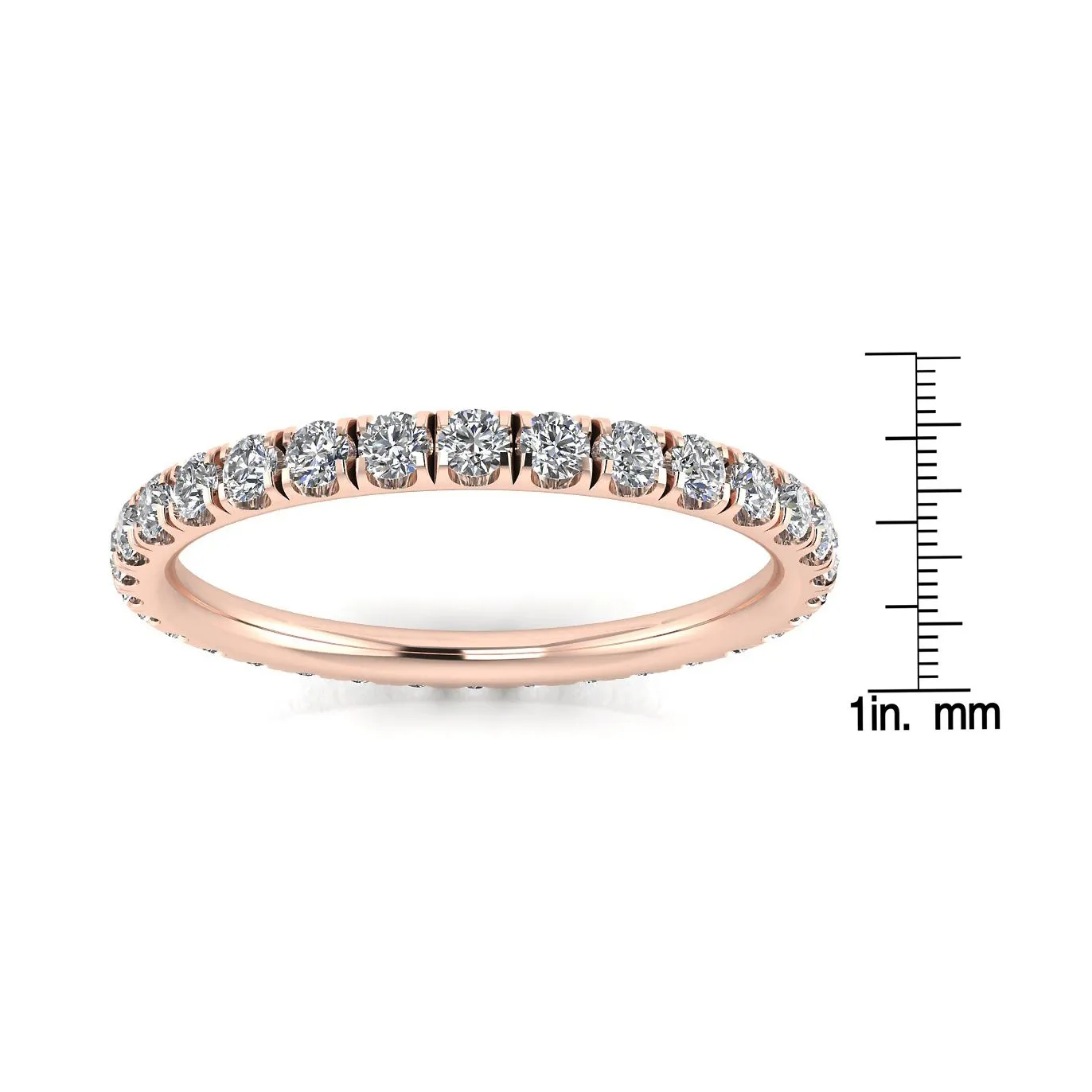 Round Brilliant Cut Diamond Split Prong Set Eternity Ring In 14k Rose Gold  (0.7ct. Tw.) Ring Size 6