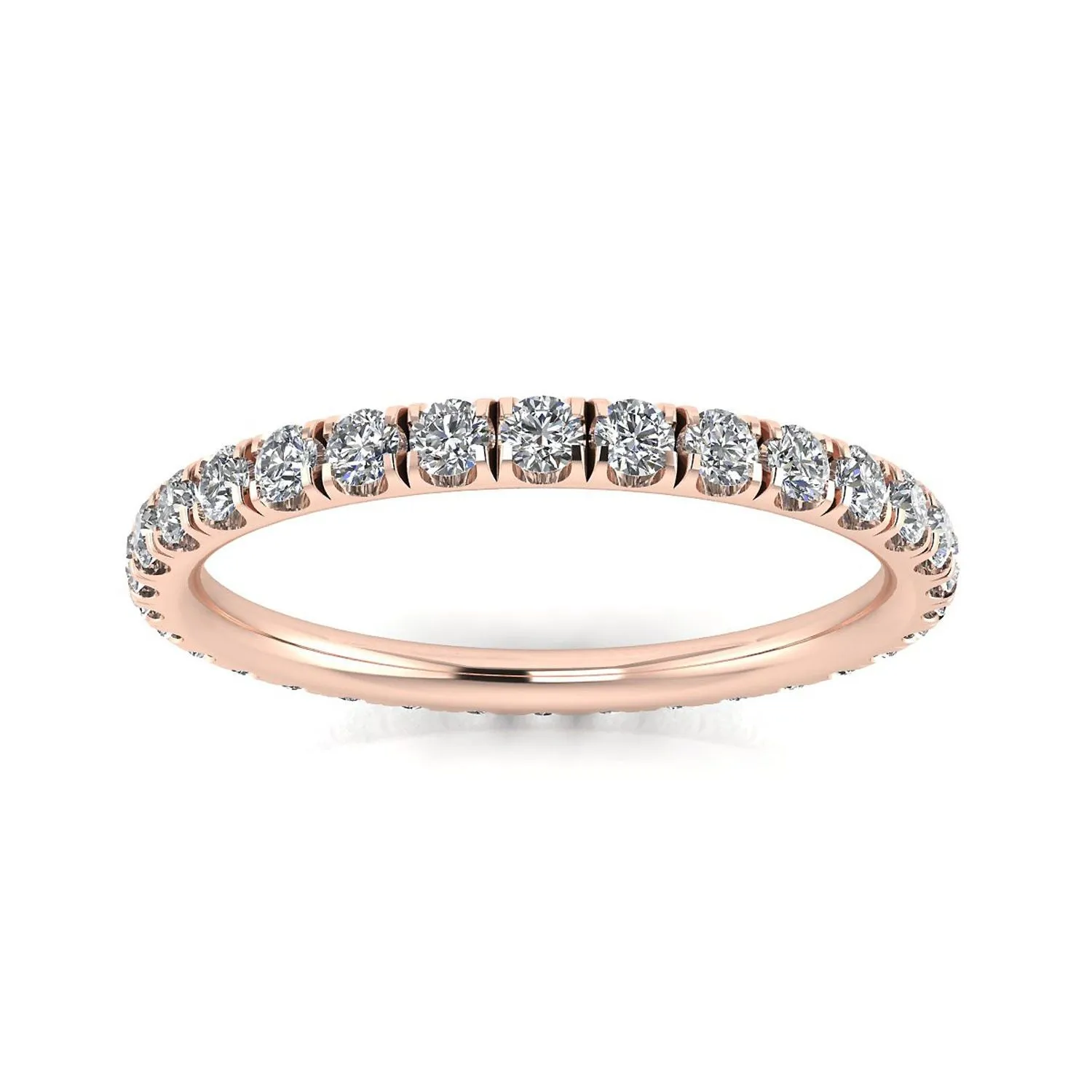 Round Brilliant Cut Diamond Split Prong Set Eternity Ring In 14k Rose Gold  (0.7ct. Tw.) Ring Size 6