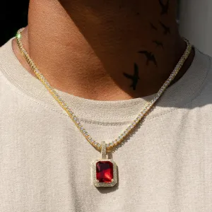 Ruby Gem Pendant - Gold