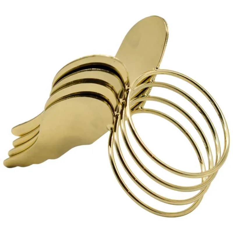 SET OF 4 NAPKIN RINGS STAINLESS STEEL GOLD 5x9x5cm