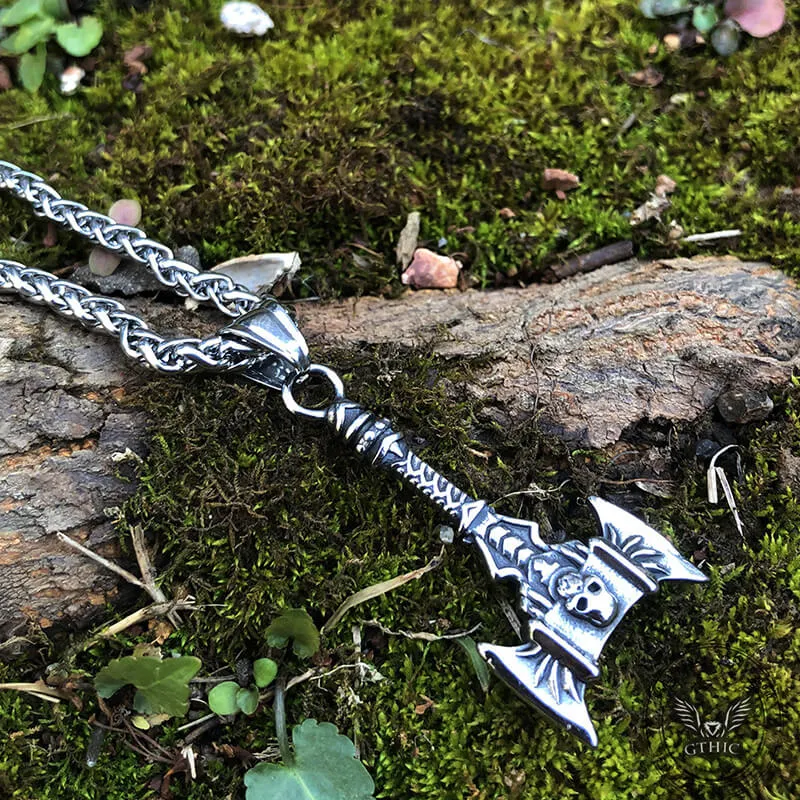 Skull Axe Stainless Steel Viking Pendant