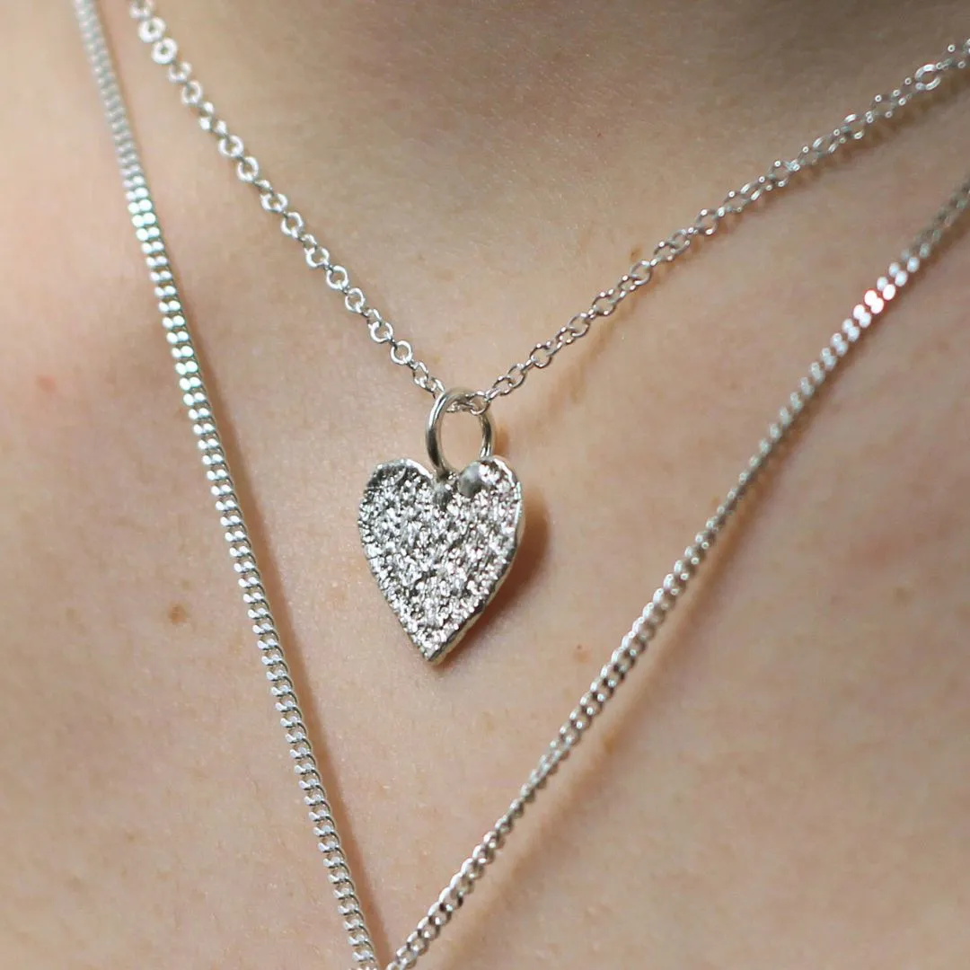 Sterling Silver Heart Lace Necklace