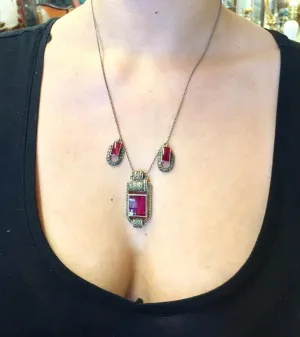 Sterling Silver Jewelry | Vintage Jewelry | Marcasite Jewelry | Antique Jewelry | Vintage Necklace | Marcasite Necklace | Ruby Necklace