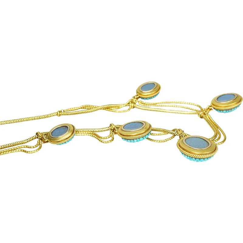 Stunning 19th century Turquoise Necklace in Original Fitted Box