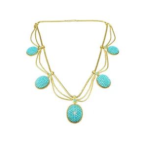 Stunning 19th century Turquoise Necklace in Original Fitted Box