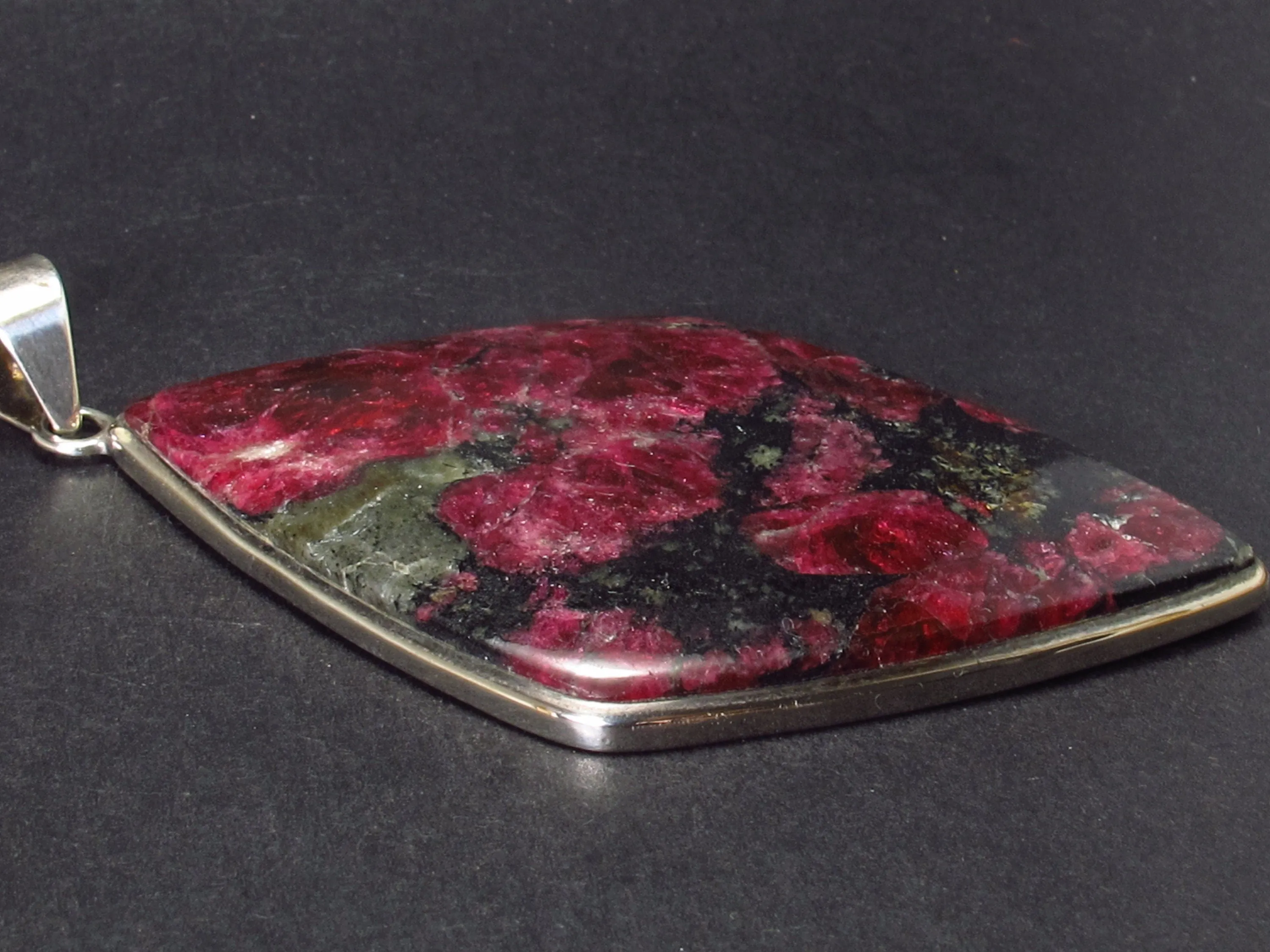 Stunning Natural AAA Quality Eudialyte Stones Gem 925 Silver Pendant from Russia - 4.1"