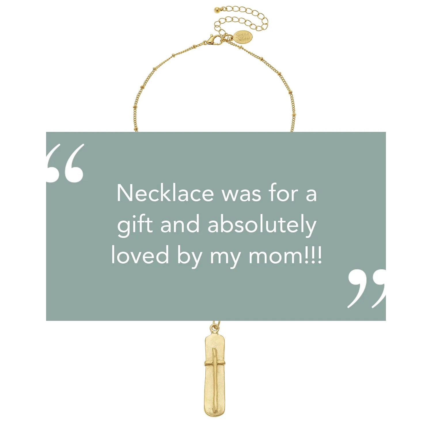 Susan Shaw Handcast Gold Bar with Cross Chain Necklace