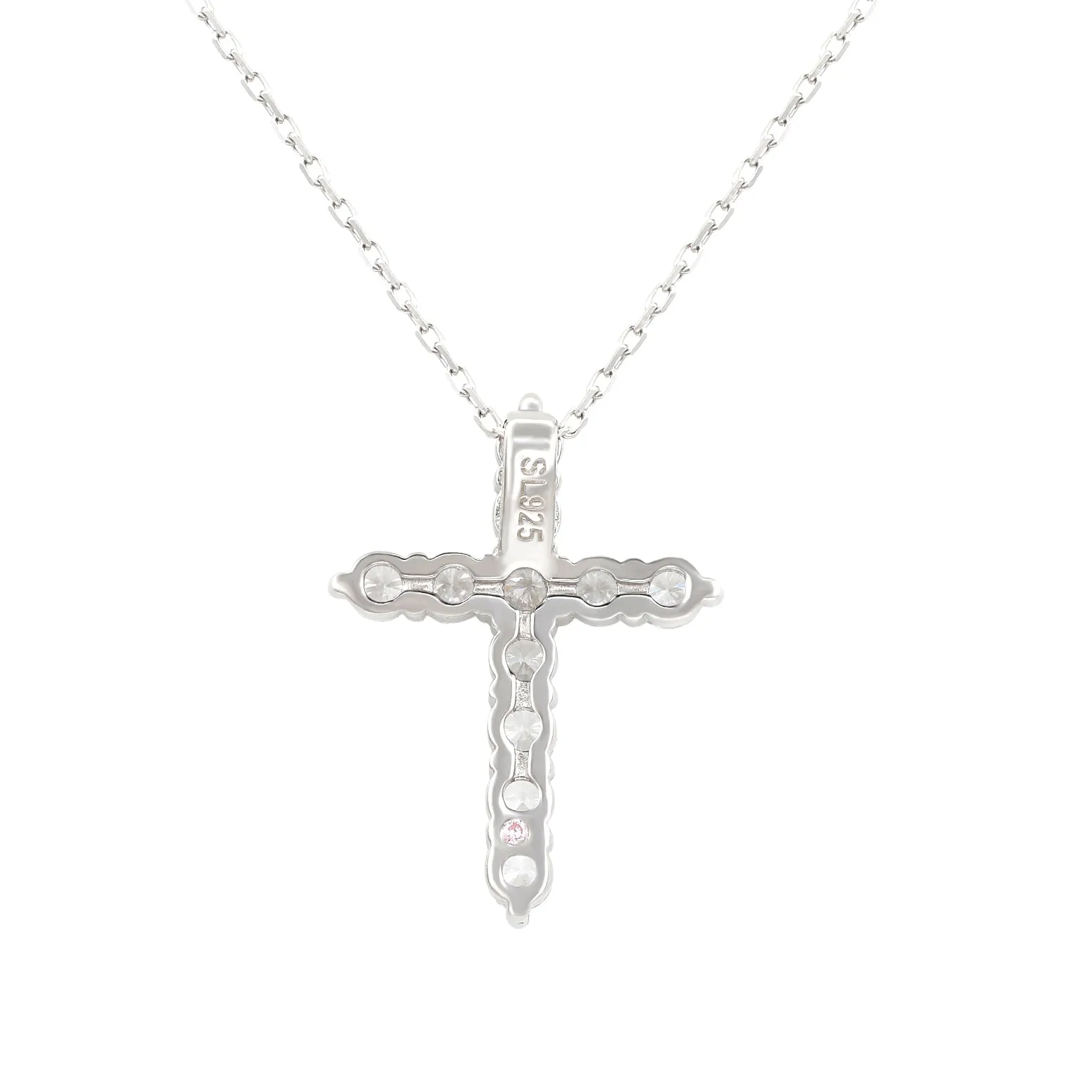Suzy Levian White Sterling Silver Cubic Zirconia Cross Pendant