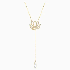 Swarovski Jewelry SYMBOLIC LOTUS Y NECKLACE, White, Gold Tone -5521468
