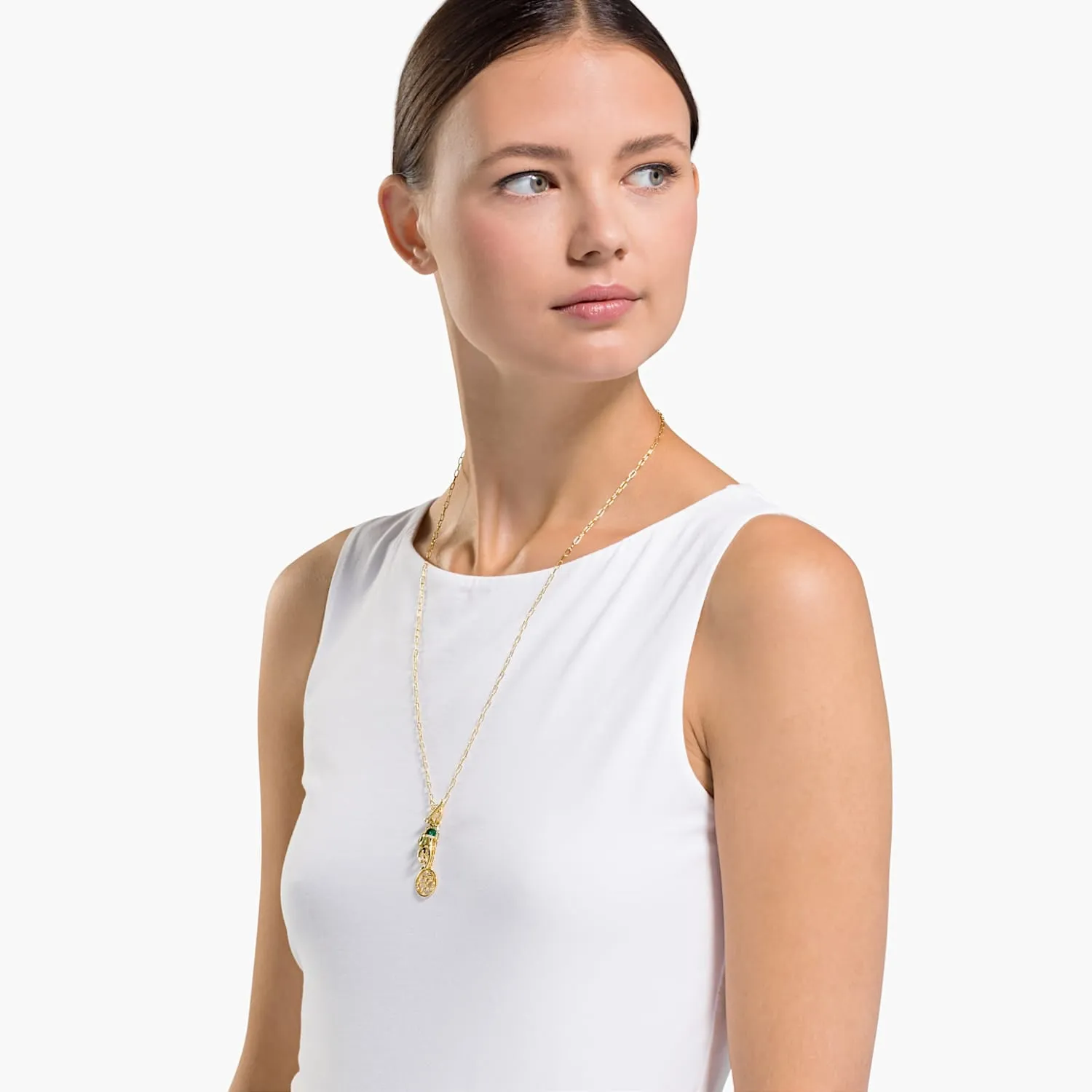 Swarovski SYMBOLIC HAND OM PENDANT, Green, Gold Tone -5514407