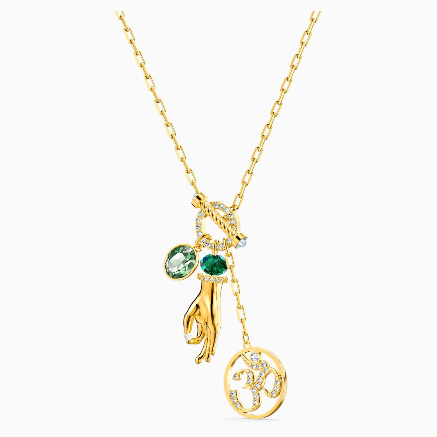 Swarovski SYMBOLIC HAND OM PENDANT, Green, Gold Tone -5514407