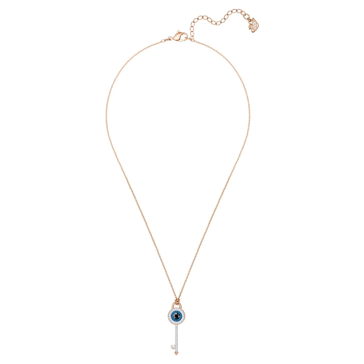 Swarovski Symbolic Necklace EVIL EYE AND KEY, Blue, Rose gold-tone -5437517