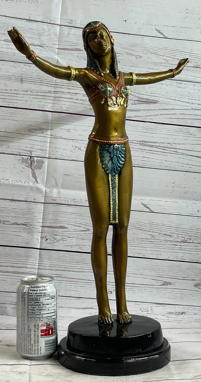 Tall Art Deco Sculpture Female Dancer on Marble Nude- Chiparus - Bronze Statue