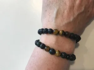 The Nirvana Corporation - Lava Bead Bracelet, Tiger Eye, Medium