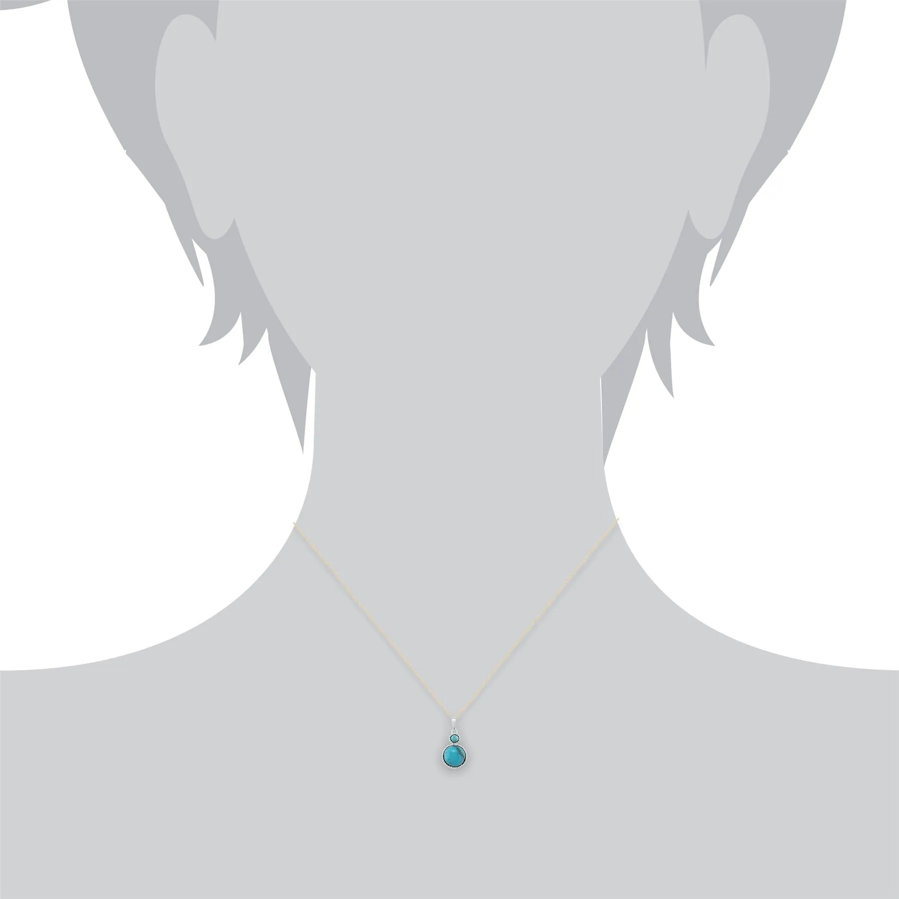 Türkis Halskette, Sterlingsilber 3.2ct türkis Cabochon Zwei Stein Anhänger on 45cm Kette