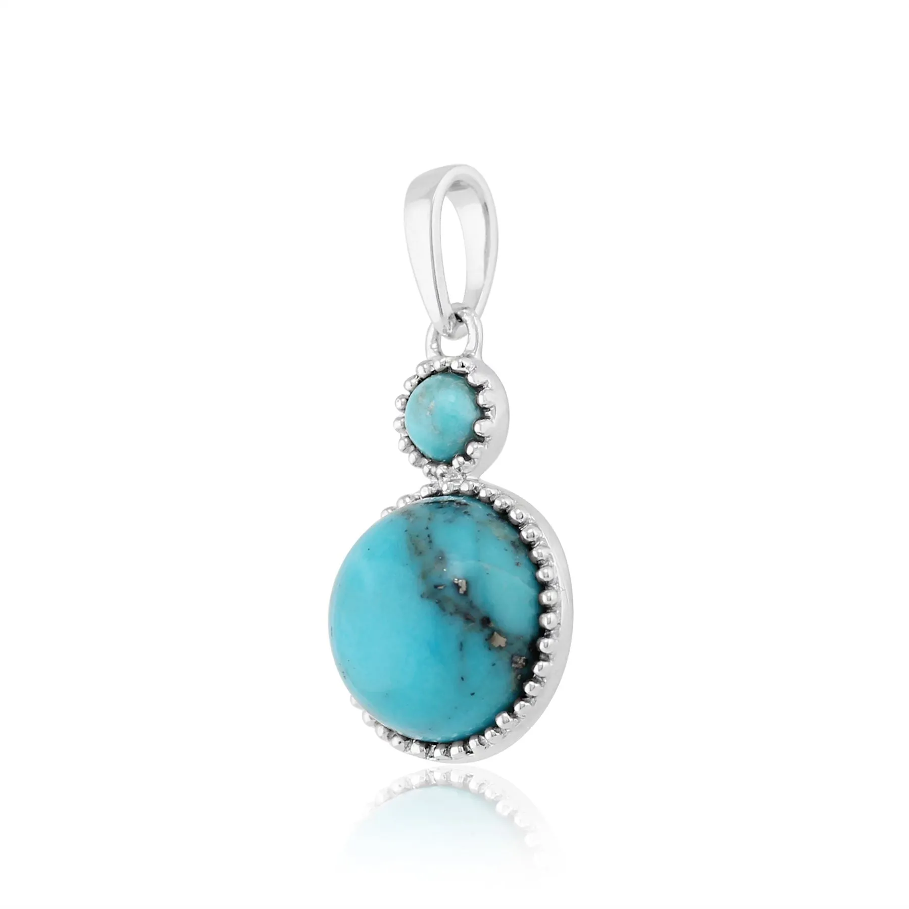 Türkis Halskette, Sterlingsilber 3.2ct türkis Cabochon Zwei Stein Anhänger on 45cm Kette