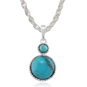 Türkis Halskette, Sterlingsilber 3.2ct türkis Cabochon Zwei Stein Anhänger on 45cm Kette