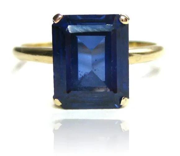 Vintage 9ct Gold Deep Blue Ring