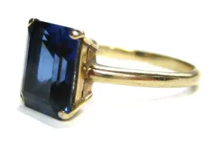 Vintage 9ct Gold Deep Blue Ring