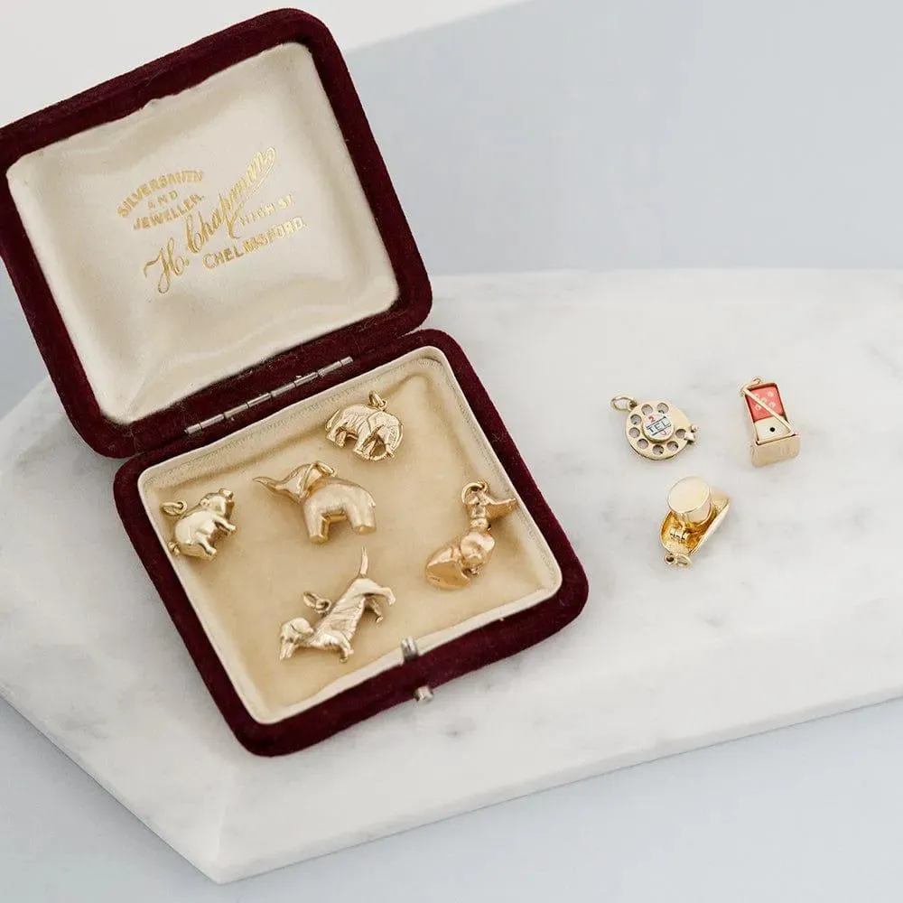 Vintage 9ct Gold Puffed Good Luck Pig Charm Necklace