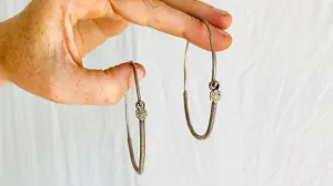 Vintage Large Kuchi Silver Hoop Earrings. Sterling Silver. Afghanistan