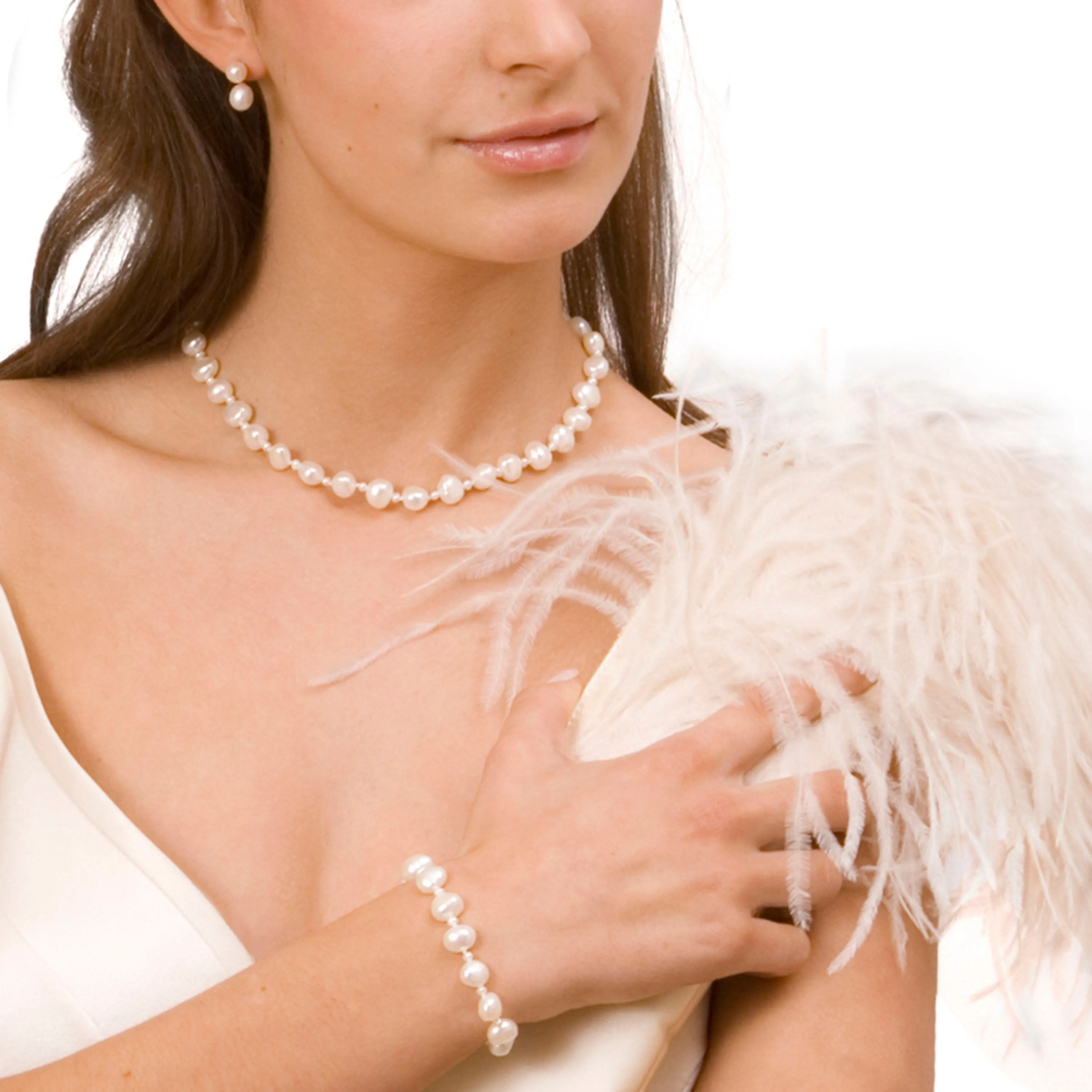 White Biwa Pearl Single Strand 'Classic' Bracelet