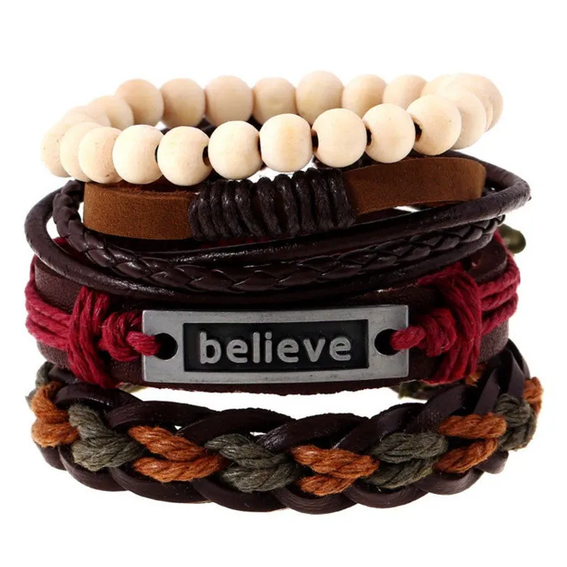 Wrap Feather Leather Bracelets