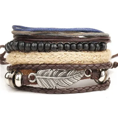 Wrap Feather Leather Bracelets