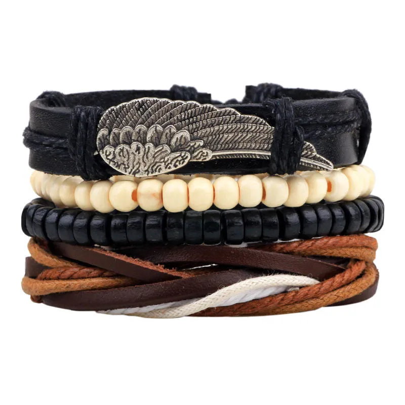 Wrap Feather Leather Bracelets